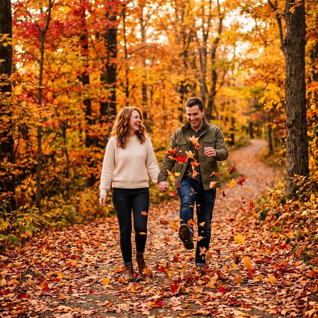 Walking Through Fall Leaves